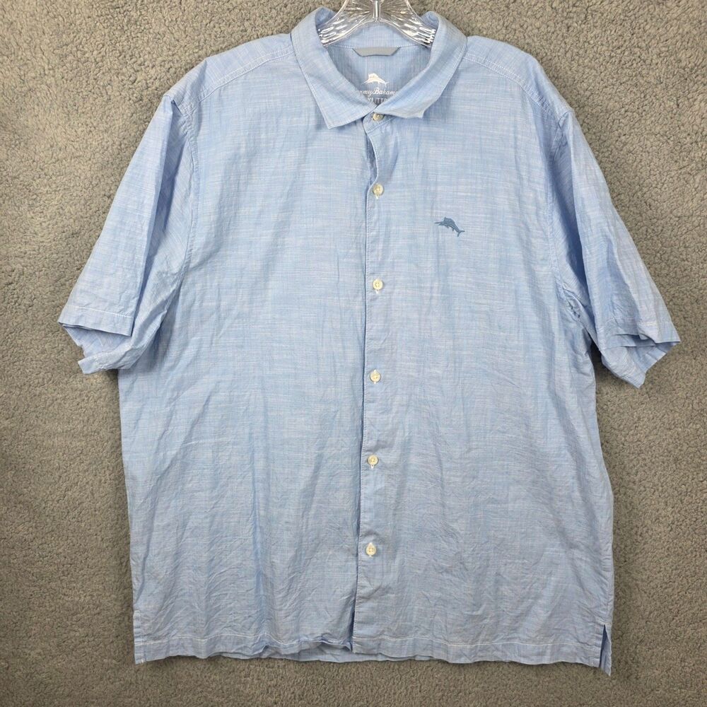 Tommy Bahama Men's Light Blue Short Sleeve Shirt Size 2XL